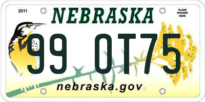 NE license plate 99OT75