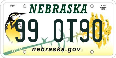 NE license plate 99OT90