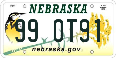 NE license plate 99OT91