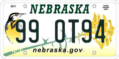 NE license plate 99OT94