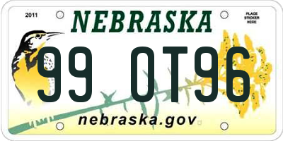 NE license plate 99OT96