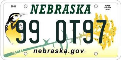 NE license plate 99OT97