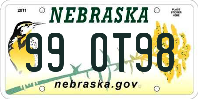 NE license plate 99OT98