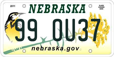 NE license plate 99OU37