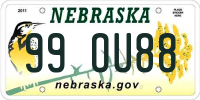 NE license plate 99OU88