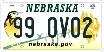 NE license plate 99OV02