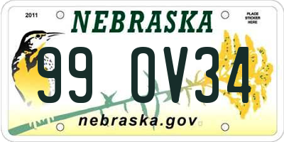 NE license plate 99OV34