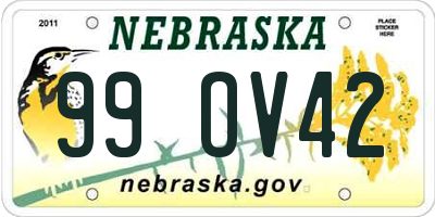 NE license plate 99OV42