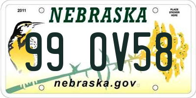 NE license plate 99OV58