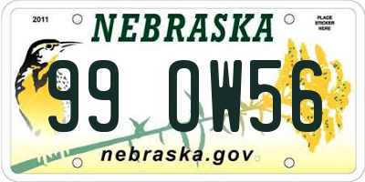 NE license plate 99OW56