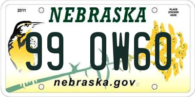 NE license plate 99OW60