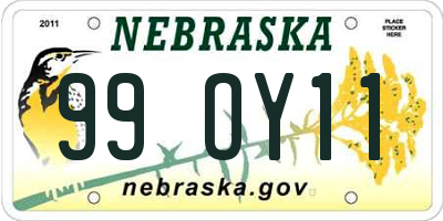 NE license plate 99OY11