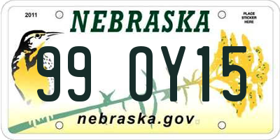 NE license plate 99OY15