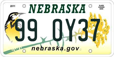 NE license plate 99OY37