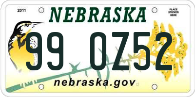 NE license plate 99OZ52
