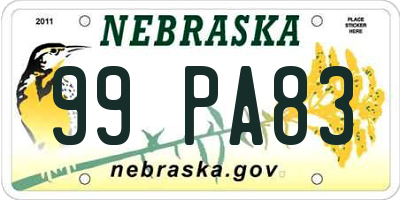 NE license plate 99PA83
