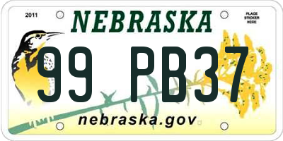 NE license plate 99PB37