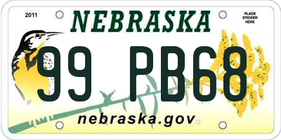 NE license plate 99PB68