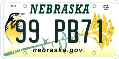 NE license plate 99PB71