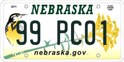 NE license plate 99PC01