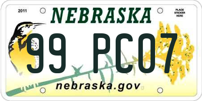 NE license plate 99PC07