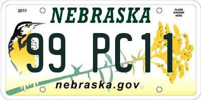 NE license plate 99PC11