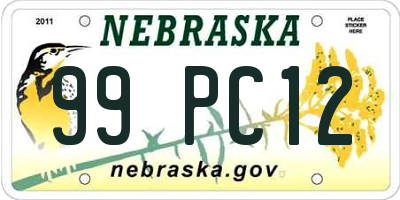 NE license plate 99PC12