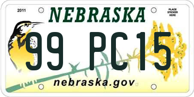 NE license plate 99PC15