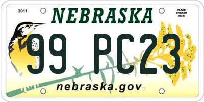 NE license plate 99PC23