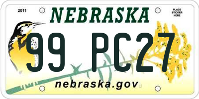 NE license plate 99PC27