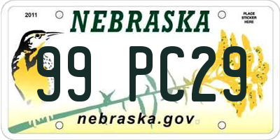 NE license plate 99PC29