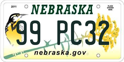 NE license plate 99PC32