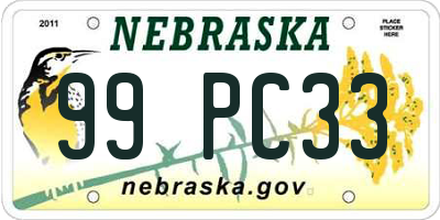 NE license plate 99PC33