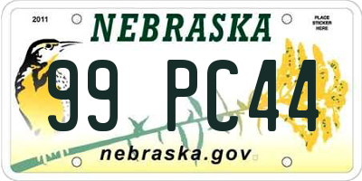 NE license plate 99PC44