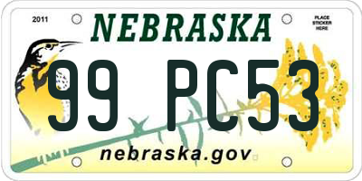 NE license plate 99PC53