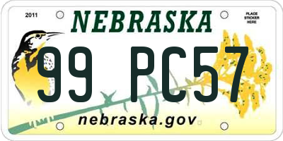 NE license plate 99PC57
