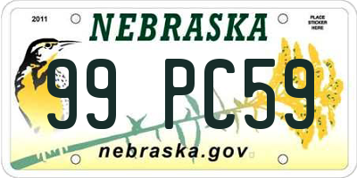 NE license plate 99PC59