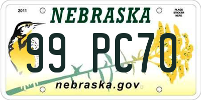 NE license plate 99PC70
