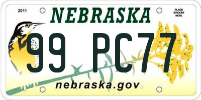 NE license plate 99PC77