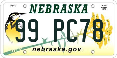 NE license plate 99PC78