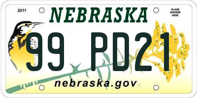 NE license plate 99PD21