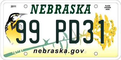 NE license plate 99PD31