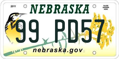 NE license plate 99PD57