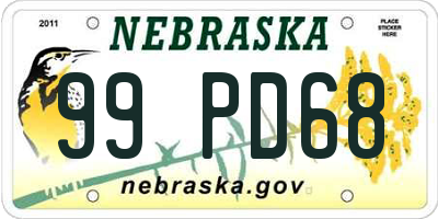 NE license plate 99PD68