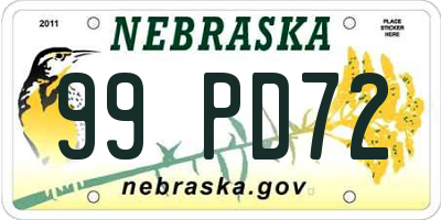 NE license plate 99PD72