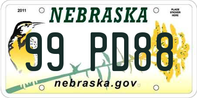 NE license plate 99PD88