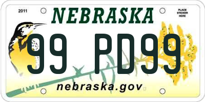 NE license plate 99PD99
