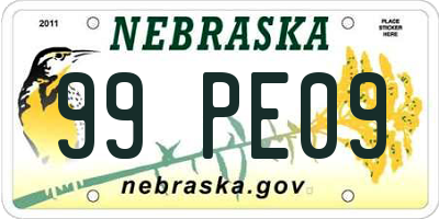 NE license plate 99PE09