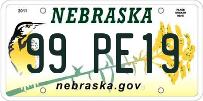 NE license plate 99PE19