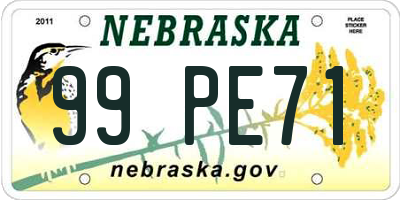 NE license plate 99PE71